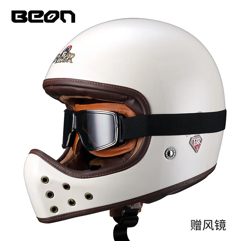 BEON BR-52 Carbon fiber Glass Vintage Full helmet for men and women Motorcycle helmets Motorcycle racing all seasons