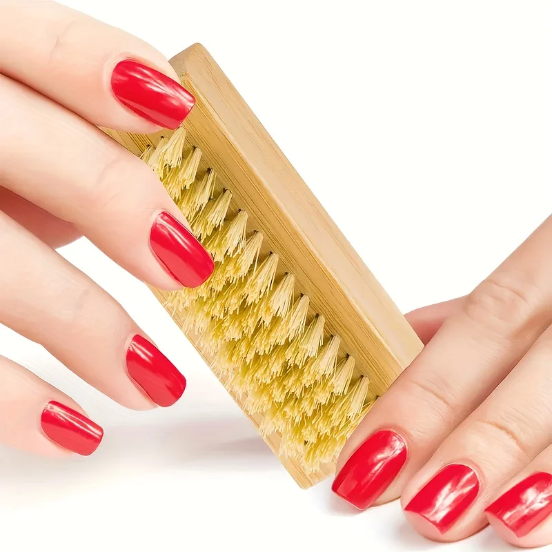 

Double Sided Wooden Handle Bristle Brush for Toes & Nails, Cleaning Nail Brush Body Brush Exfoliating Brush for Manicure