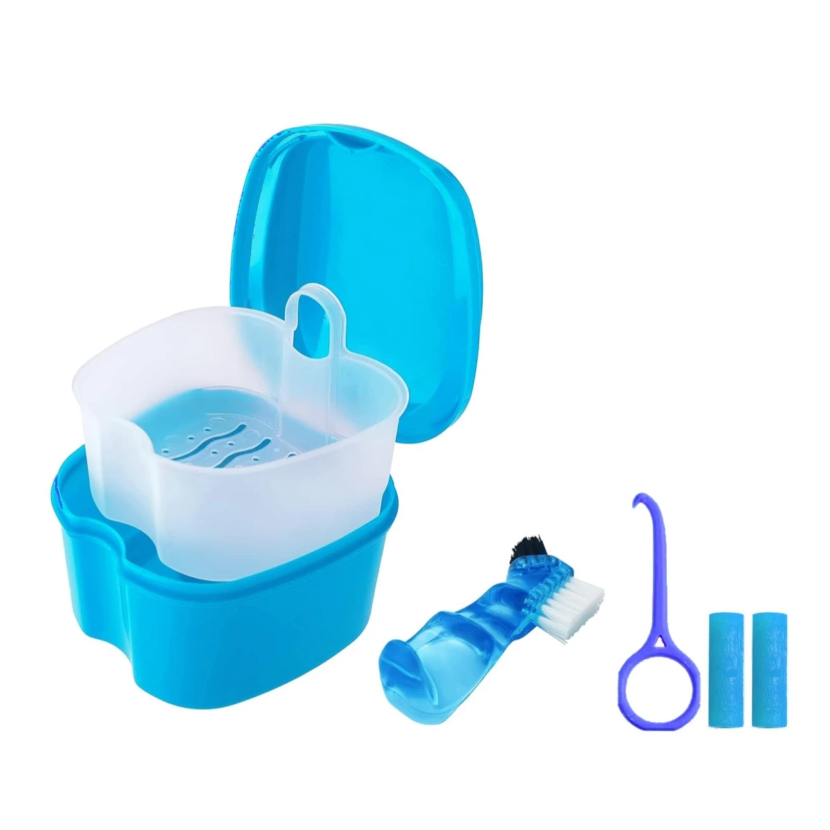 Denture Storage Box Case Denture Brush Set Dental Retainer False Teeth with Strainer denture cups