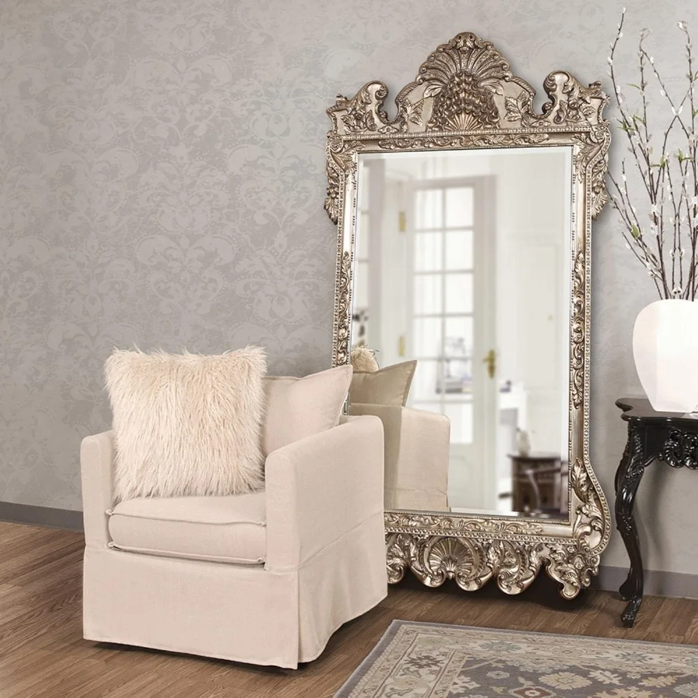 Antique Oversized Full-length Mirror, Gorgeous Full-length Vertical Floor Mirror, Large Polyurethane Tilted Wall Mirror