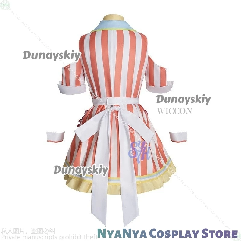 موموي ايري تأثيري لعبة مشروع Sekai أنيمي disfraz مطعم نادلة موحدة Kawaii فستان مخطط خادمة لوليتا هالوين كوس