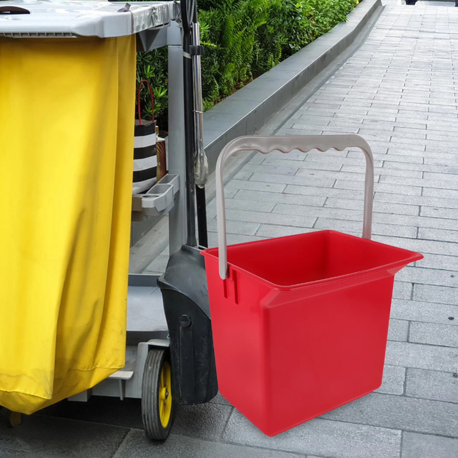 

Hand Push Cleaning Cart with Spout Large Capacity Measurement Markings Household Office Use Plastic Utility Bucket for Mops