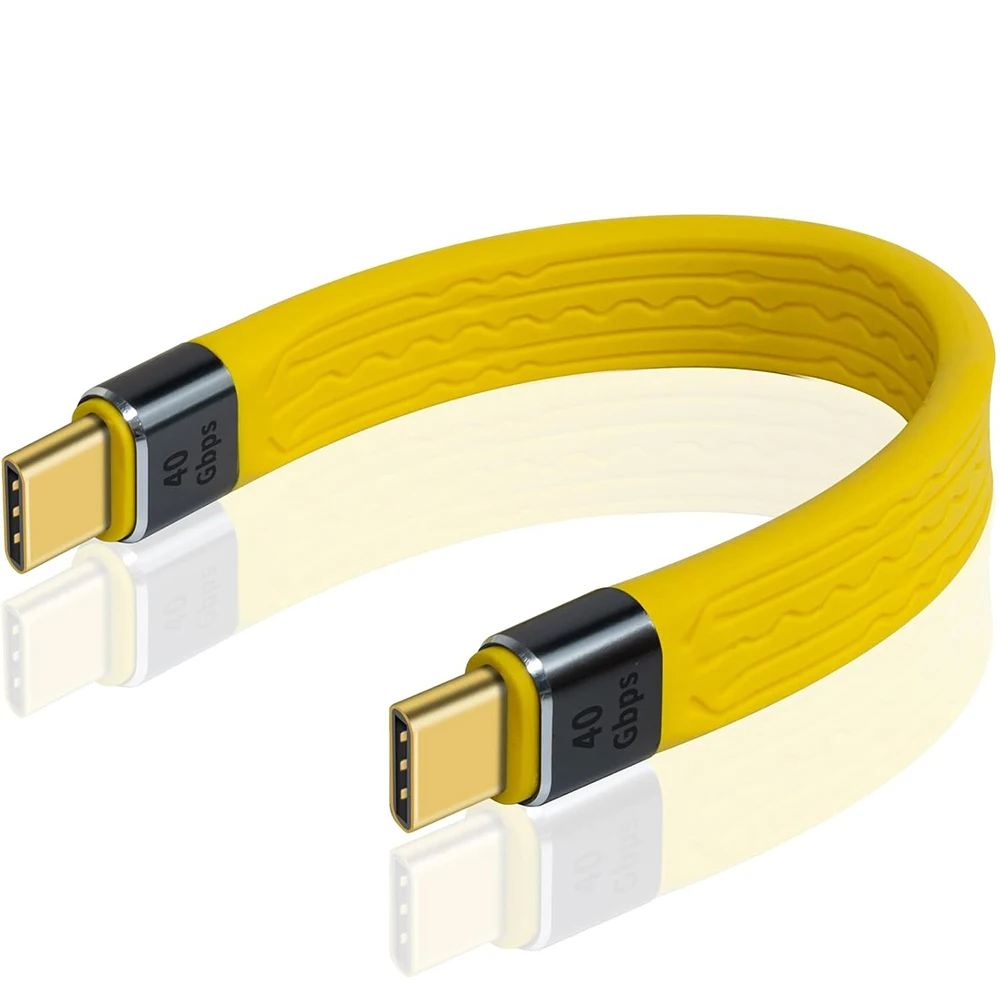 

USB C to C 10Gbps 40Gbps Thunderbolt3 Data Cable 5A Fast Charging Short FPC Cord for Laptop External SSD Docking Mobile Phone