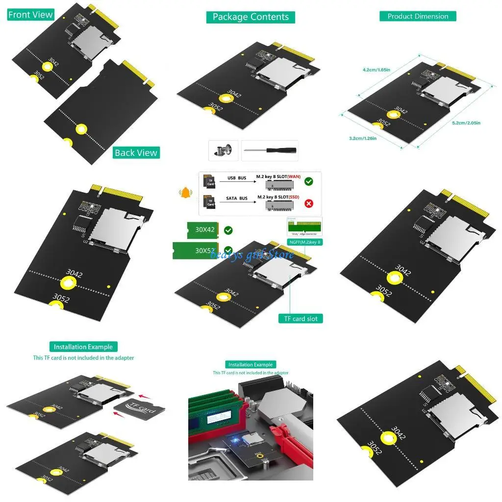 بطاقة فلاش C7AB إلى مهايئ مفتاح M.2 NGFF B يدعم ناقل USB وليس بطاقة حافلة SATAs مهايئ بطاقة M.2 B للكمبيوتر المحمول