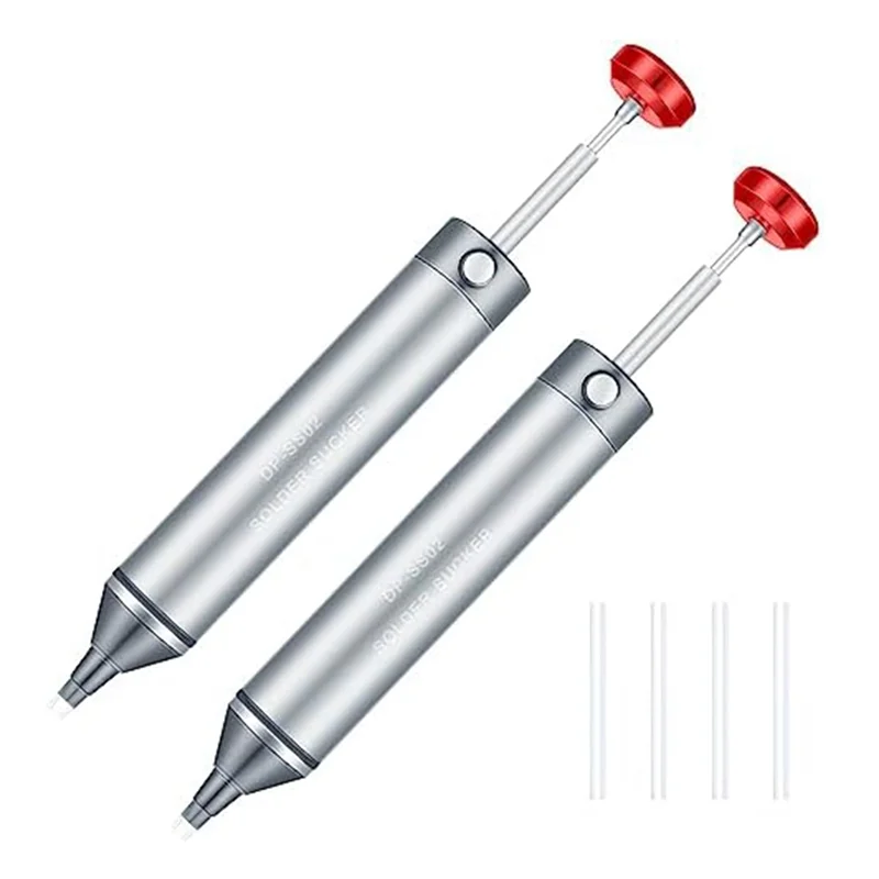 

AC88-2 Pcs Strong Solder Sucker No Clog Aluminum Desoldering Pump Solder Suction Device, Heat Resistant Silicone Suction-Nozzle
