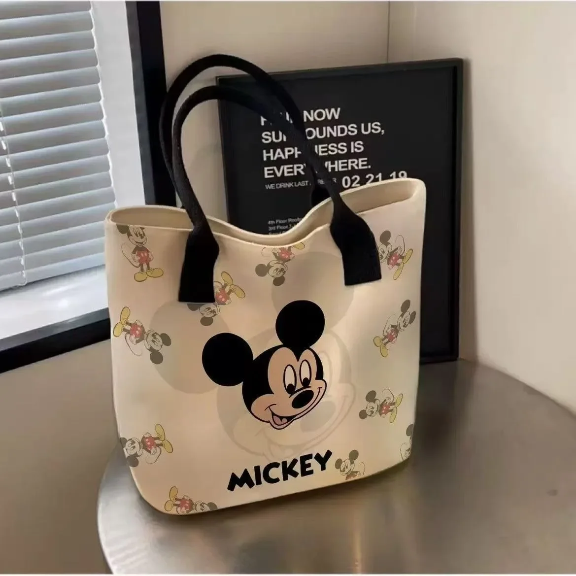 Disney Mickey & Minnie canvas schoudertas - Casual draagtas met grote capaciteit voor vrouwelijke studenten