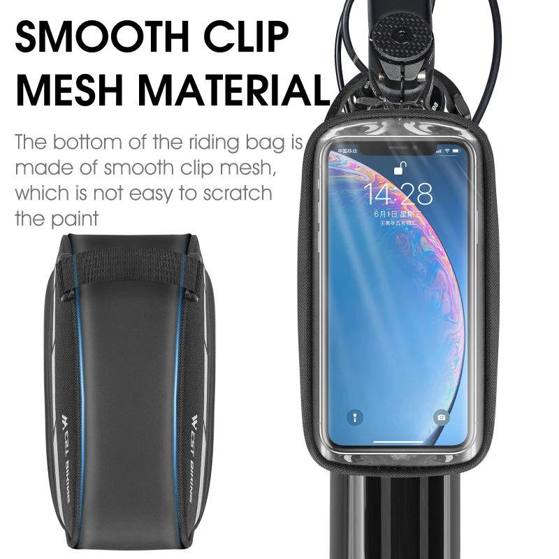 West Biking-自転車トップチューブバッグ,tpuタッチスクリーン,防水,反射型電話バッグ,マウンテンバイクフレーム,7.0インチ