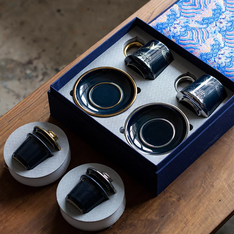 كوب مكتب بمقبض كوب شاي مكتب للرجال والنساء كوب فلتر سيراميك مع غطاء هدية فصل الشاي #3