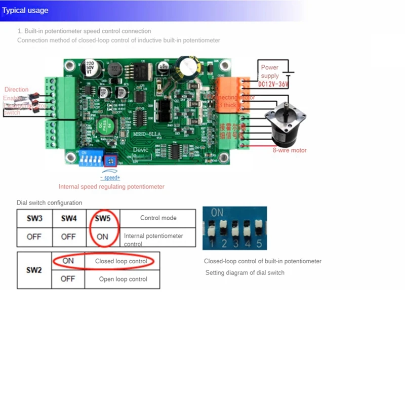 Imagem -03 - Controlador da Placa do Motorista do Motor sem Escova Controle Fechado do Laço Não-sensibilidade Compatível 9v36v Laço Aberto