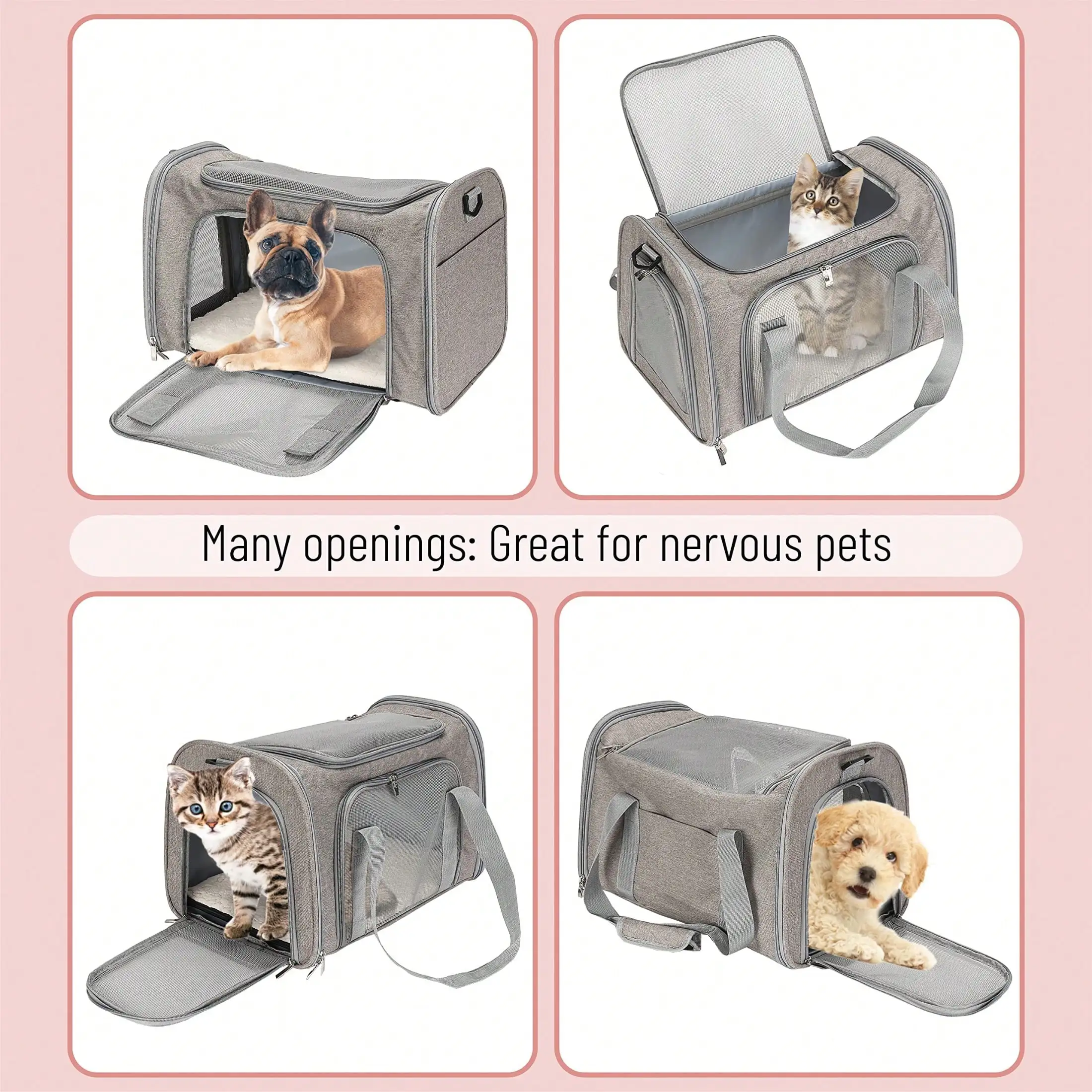 Pet Carrier, Protable And Breathable Pet Travel Carrier Removable Fleece PadCat Carrier, Dog Carrier, Cat Bag Carrier, Cat Travel Carrier, Soft Cat Carrier, Dog Travel Carrier, Pet Travel Carrier, Dog Soft-Sided Carriers sp260325160728507921230