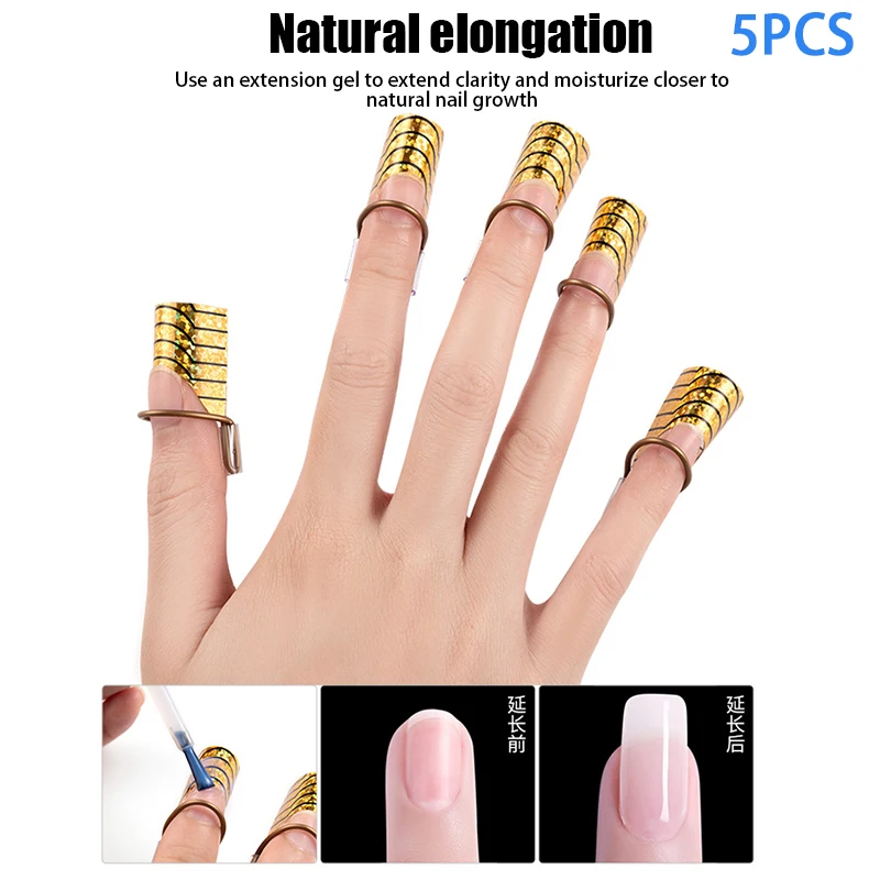 5pcs Reusable Nails Form Nail Arts Aluminum Holder Extension Nail Nail Manicure Tools