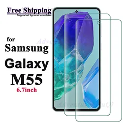 Per Galaxy M55 Screen Protector Samsung vetro temperato Crystal HD 9H custodia antigraffio trasparente Ultra trasparente amichevole