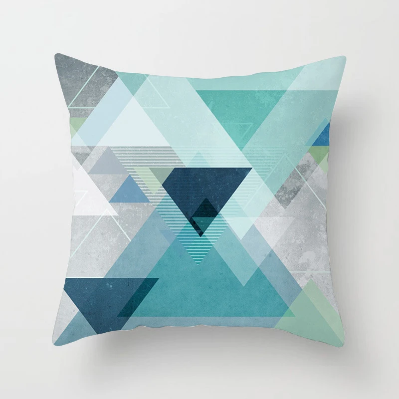 Blue Geometric Pillow Case 45*45CM Cushion Cover Polyester Cushions for Sofa/Car Throw Pillow Covers Home Decor Throw Pillows