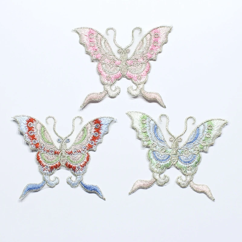 10pcs Color Knitted Embroidered Hollow Butterfly Metal Thread Embroidered Lace Clothing Accessories