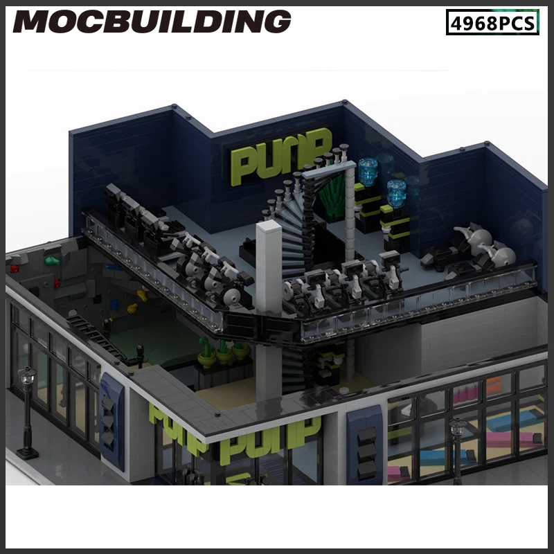 MOC Building Blocks Fitness Center Gym Urban Architecture Streetscape Model Bricks Creative Assembly Toys Birthday Gift Present