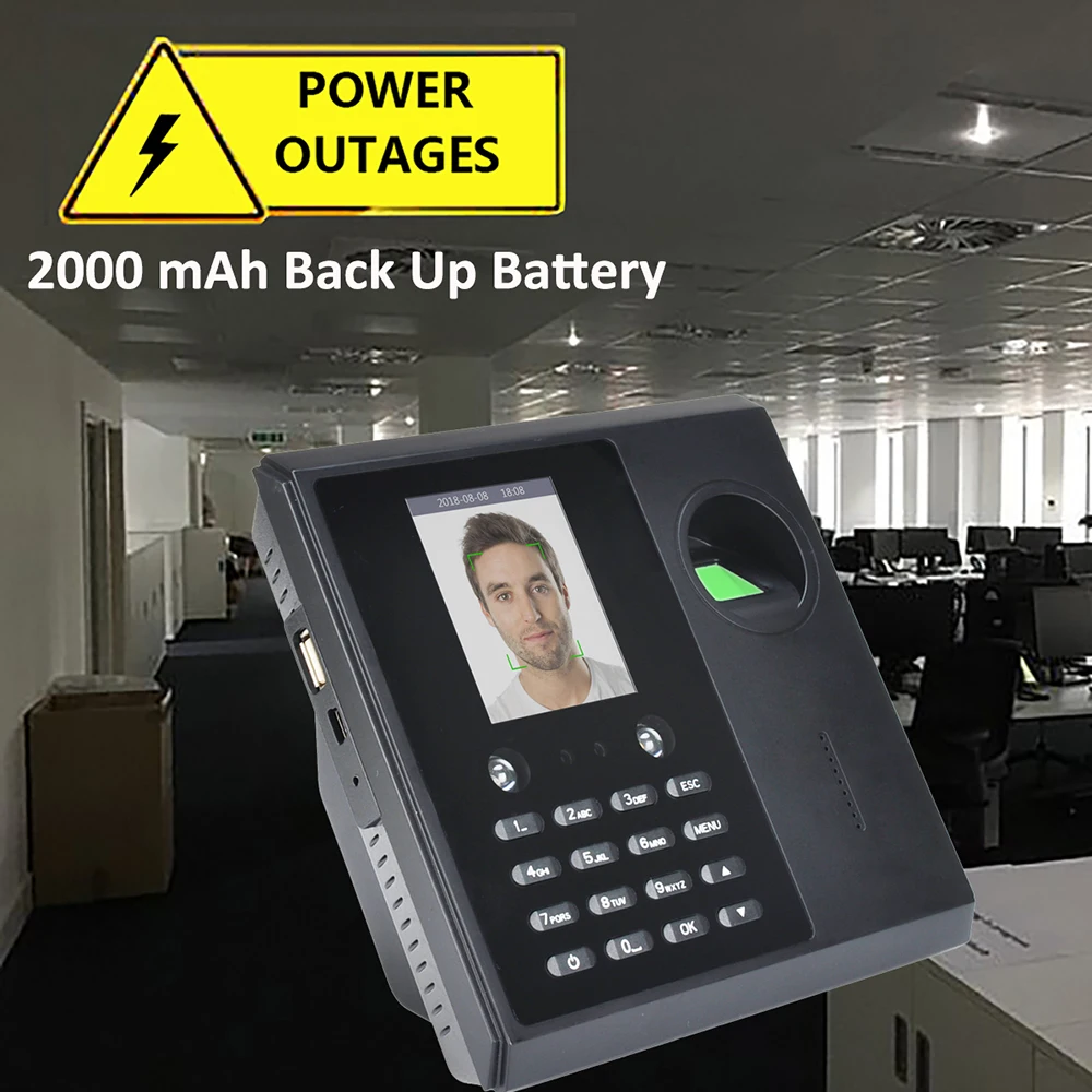WiFi 2000mAh バッテリー顔顔時間出席マシンシステム指紋従業員電子タイムクロック管理システム