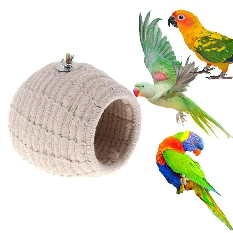 Rope Weave Bird Breeding Nest Bed House Toy For Budgie Parakeet Parrot Cage Perch Hatching Nesting Box