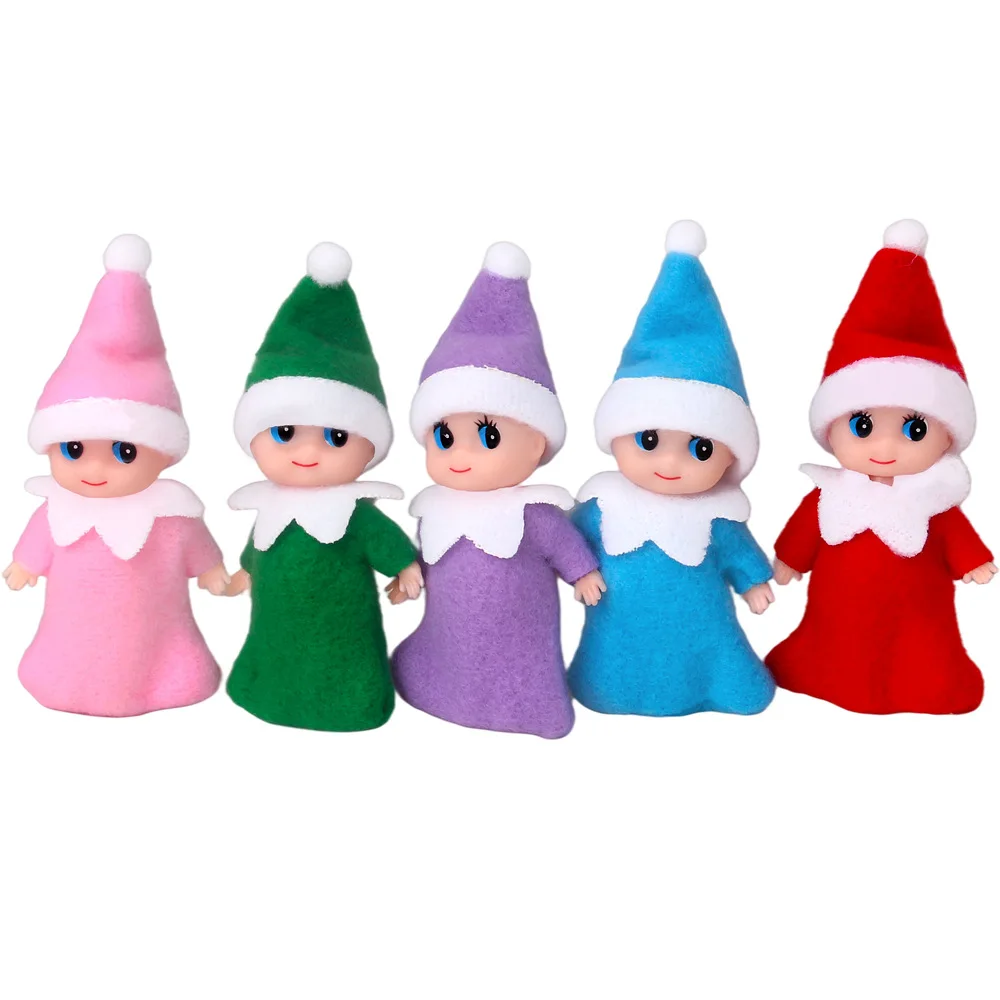 Christmas elf doll baby elf bookshelf girl pvc felt cloth toy clothes doll house accessories