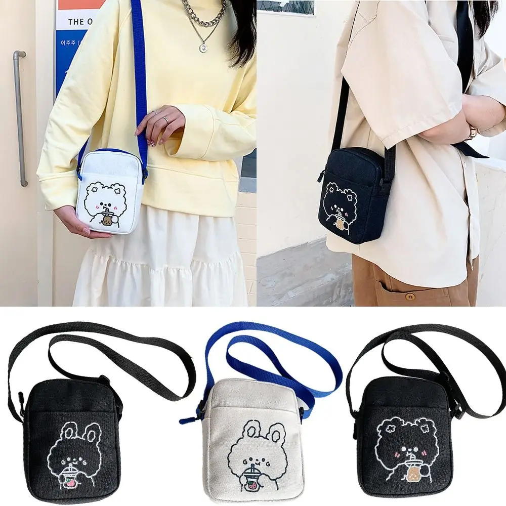 Cartoon Men Women Bear Rabbit Shoulder Bags Canvas Bag Makeup Bag Phone Bag Cosmetic Bag Waist Pack Chest Bag