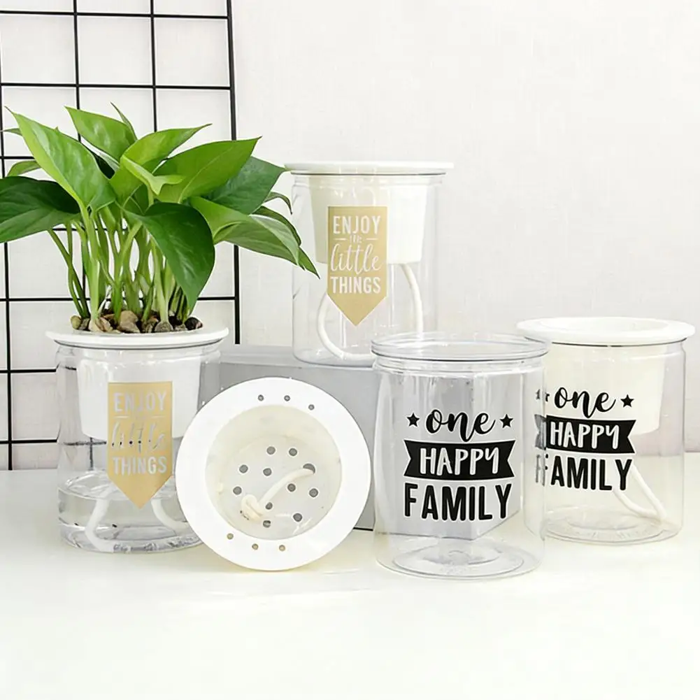 Flower Pot with Drainage Holes Planter with Water Wicking System Self Watering Plant Pot with Transparent Reservoir for Indoor