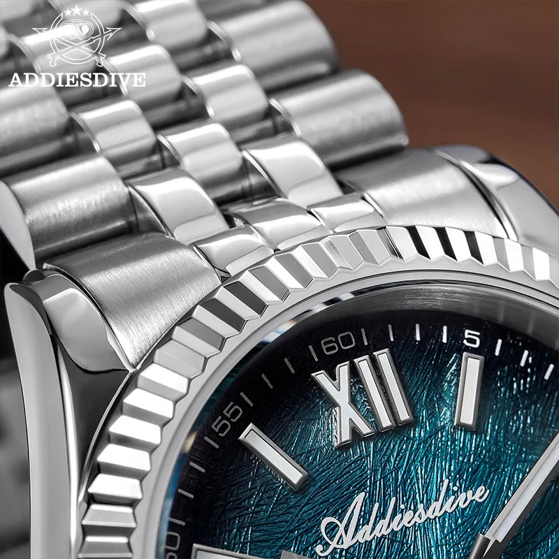 Addiesdive novo relógio de quartzo para homem à prova dwaterproof água aço inoxidável luminoso vidro safira vh31 movimento bgw9 relógio analógico luminoso