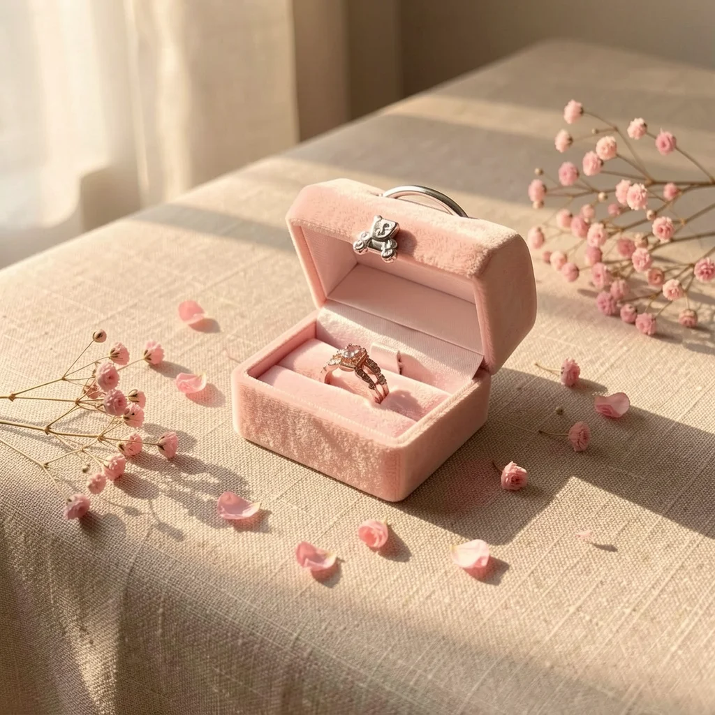 Ring Earring Box Soft Flocked Velvet Jewelry Box Jewelry Storage Display Case Cute Flip Lid Jewelry Box For Ring Storage Earring
