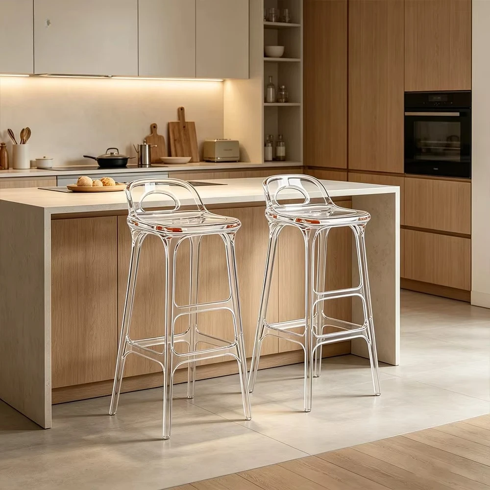Factory Direct 2026 Factory Wholesale Bar Stool Modern Transparent Thickened Resin Luxury Bar Chair for Home Bar Restaurant