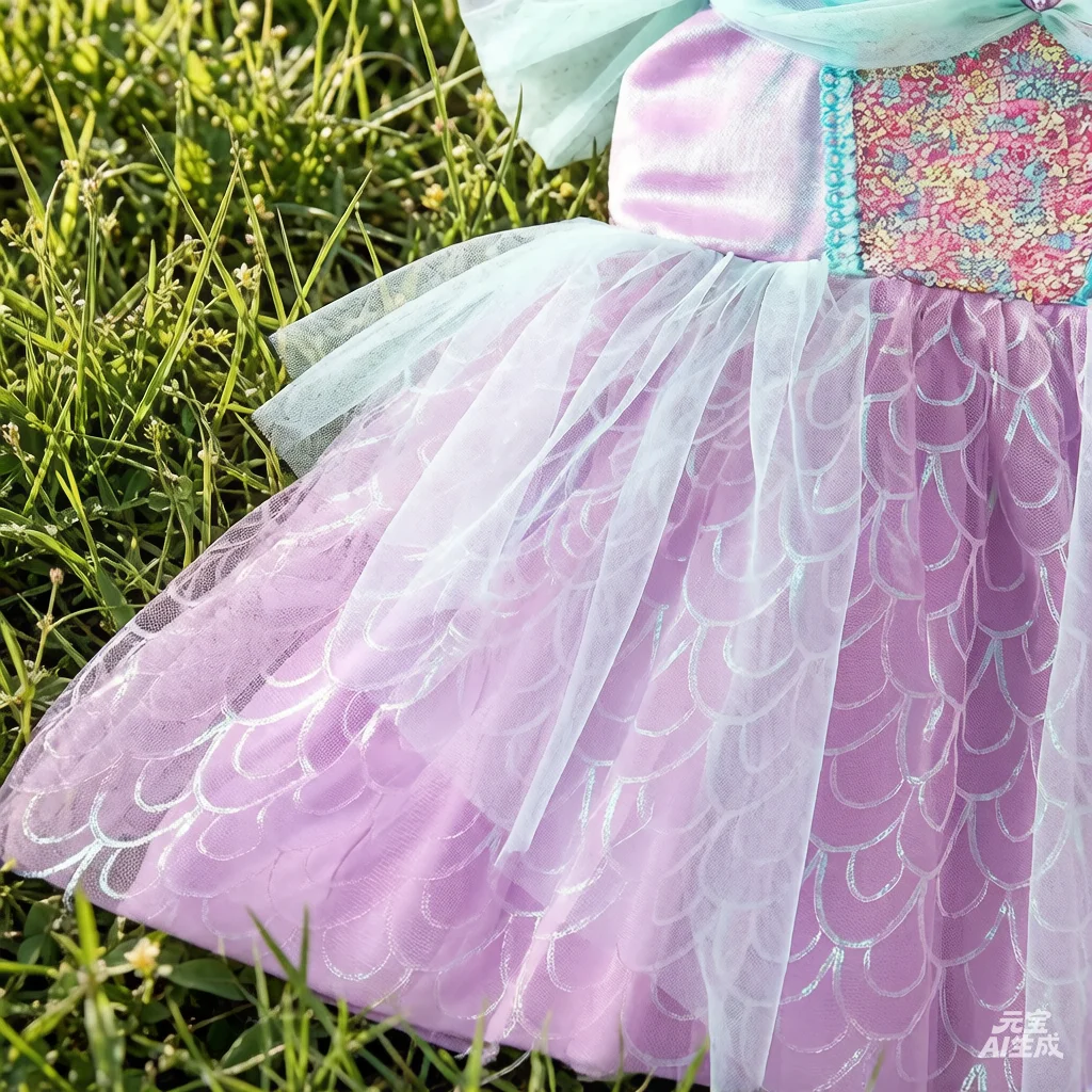 Little Mermaid Sequined Costume - Girls' Princess Dress for Halloween Cosplay Dress & Birthday Party 6