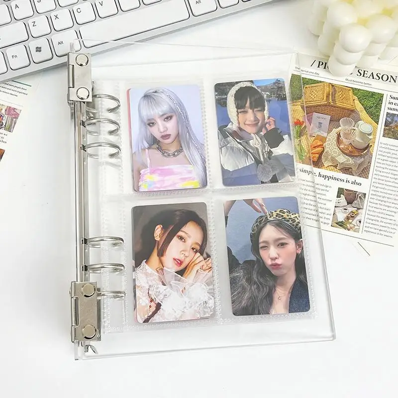 A5 akrilik şeffaf kabuk gevşek yaprak fotoğraf albümü, DIY ayrılabilir bağlayıcı, 6 delik akrilik albümü bts bağlayıcı, Photocard bağlayıcı