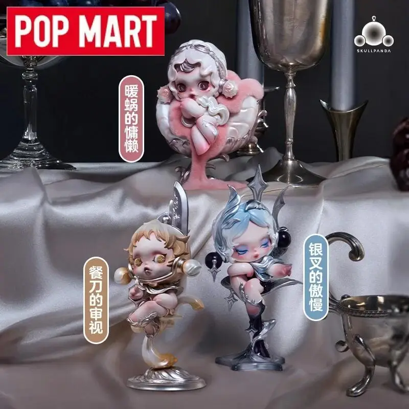 

POPMART SKULLPANDA The Feast Begins Series украшения игрушки кукла Mystery Box оригинальная милая аниме-фигурка слепая коробка игрушки для догадок