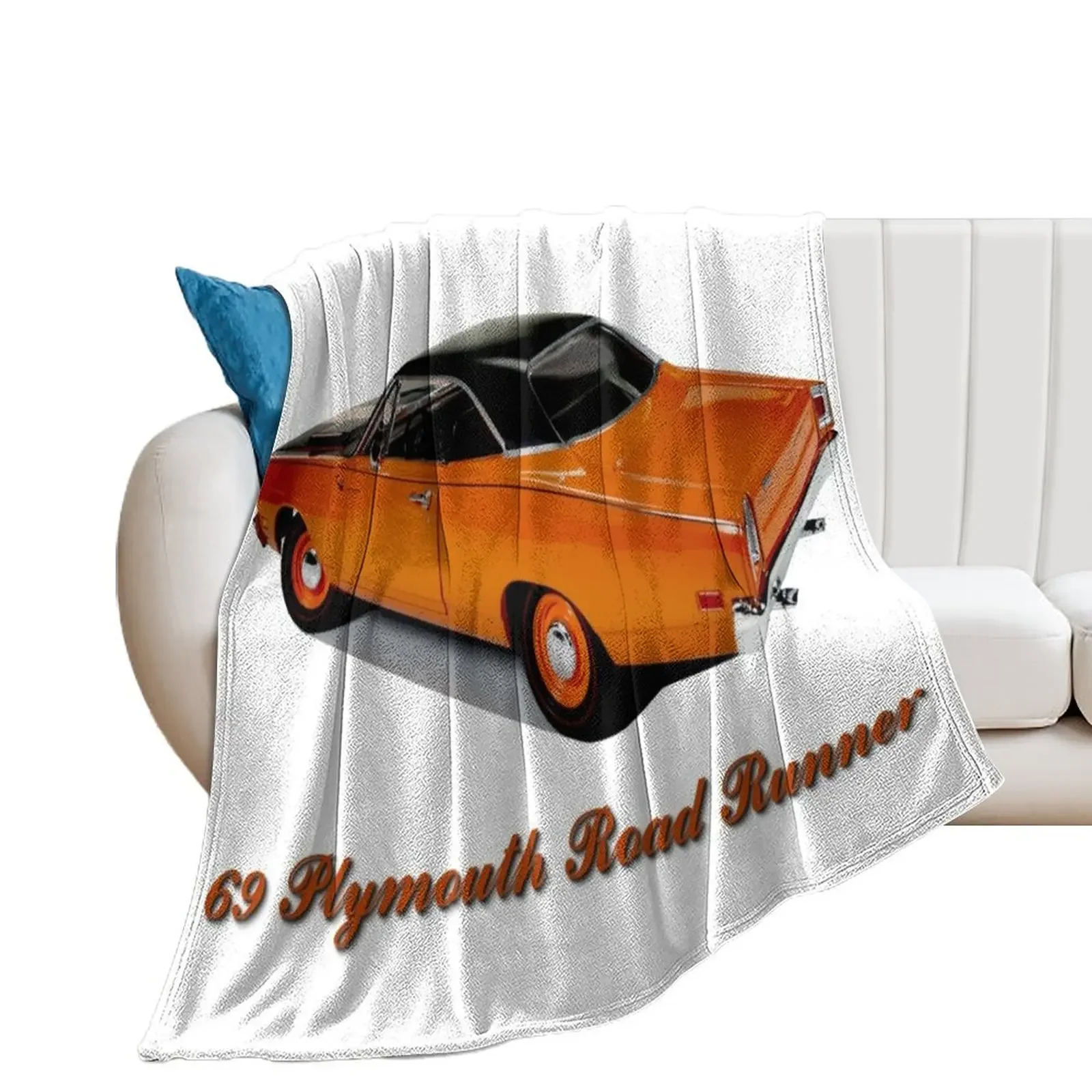 

My 1969 Plymouth RoadRunner Compettition Orange Black Top Throw Blanket Sofa Designers Luxury Throw Stuffeds Blankets