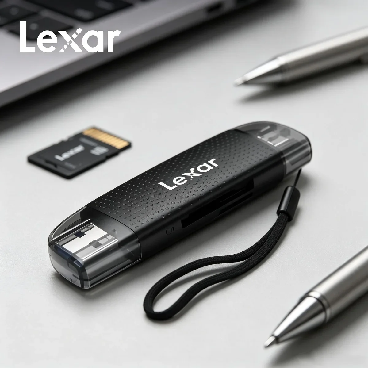 leitor-de-cartao-lexar-rw310-dual-slot-usb-a-usb-c-com-velocidade-de-ate-205mb-s-usb-32-para-cartoes-sd-e-micro-sd-para-computador-e-telefone
