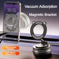 2025New MagSafe Car Magnetic Phone Holder Car with N52 Grade Strong Magnets 360° rotate and Adjustable Vacuum Suction Fold Stand