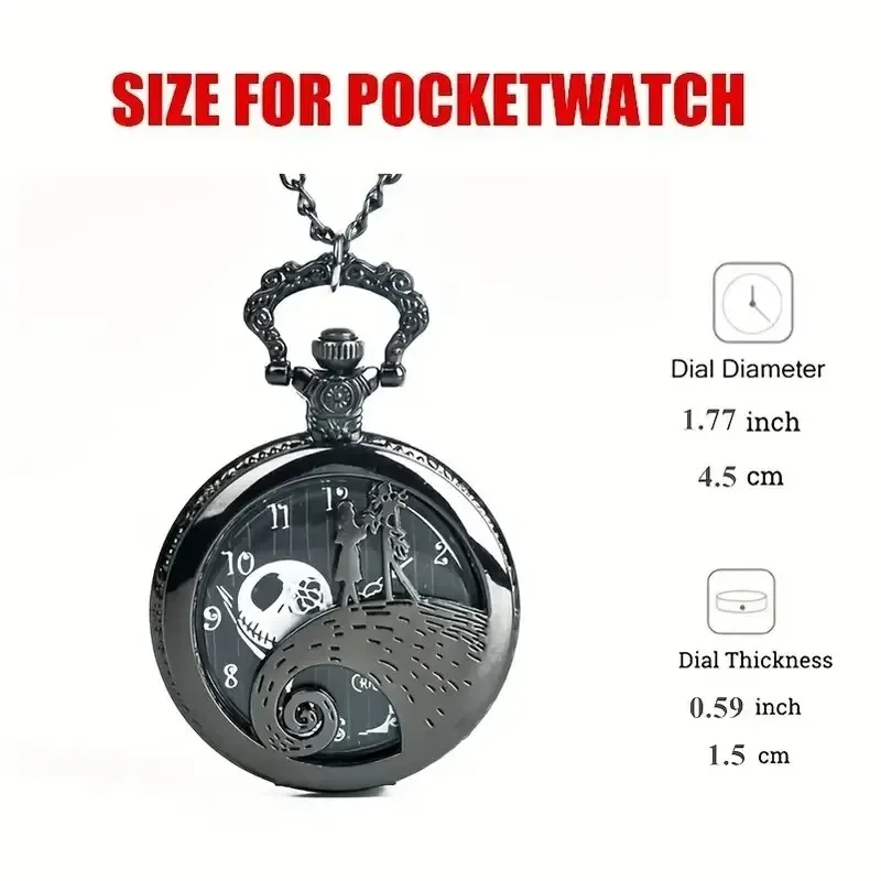 Nightmare Before Christmas Pocket Watch EuroAmerican style large hollow Necklace pendant for couples Digital quartz, personality