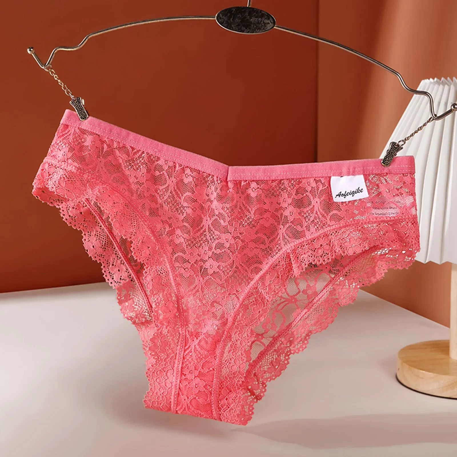 Lencería Sexy de algodón para mujer, bragas de cintura media, bragas sexis de malla hueca con entrepierna de algodón, Tanga de encaje, ropa interior para mujer