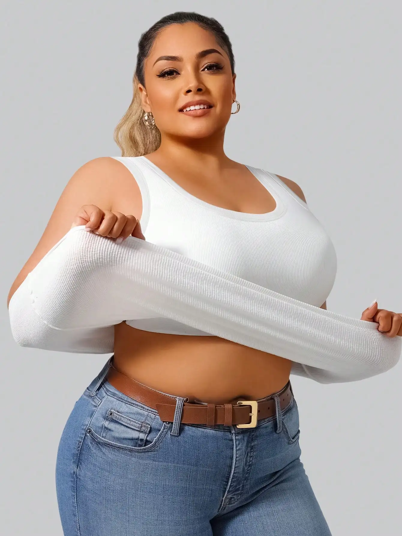 Camiseta sin mangas acanalada talla grande - usage example