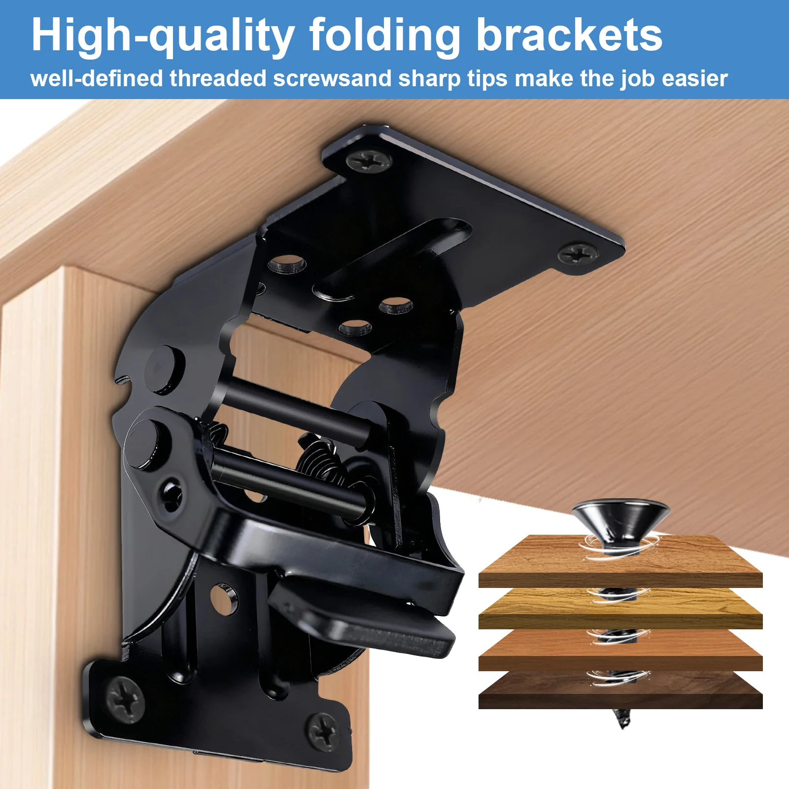 For Table Bed Leg Feet 4Pcs Foldable Bracket Folding Locking Hinge Lock Extension Support Bracket Self-Lock Hinge with Screws