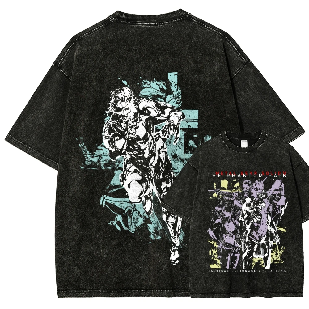 Metal Gear Solid Washed T-shirt 2026 New Model personality Clothes shirt Year round clothing Streetwear Trendy high quality soft