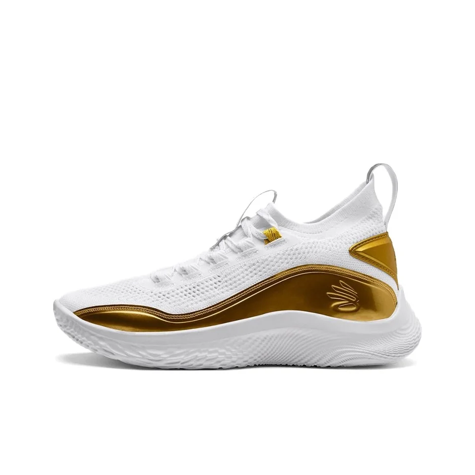 Under Armour Curry 8 Basketball Shoes Unisex Low Top White/Gold 3024456-102