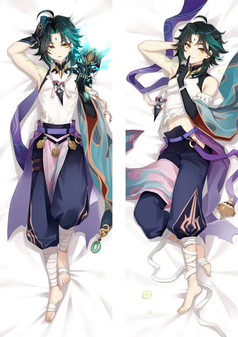 180Cm Genshin Impact XIAO Dakimakura 만화 애니메이션 Hing 바디 베개 커버 침구 귀여운 오타쿠 베개 커버
