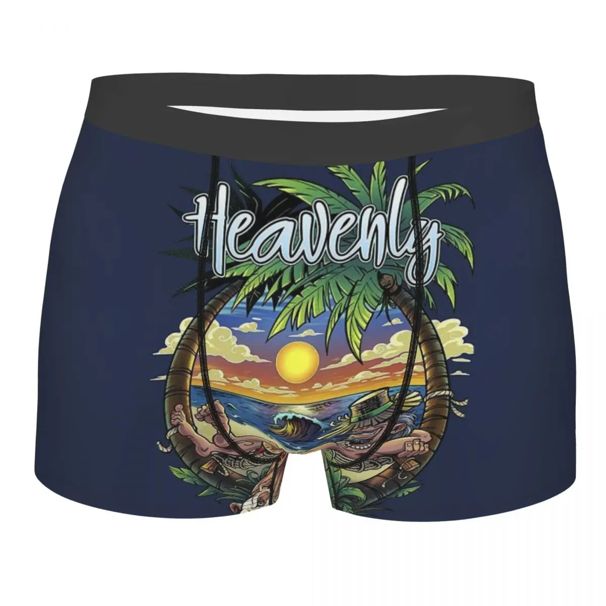 

Retro Comics Pattern With Palm Tree Hand Roller Men's Boxer Briefs,Highly Breathable Underwear,High Quality 3D Print Shorts