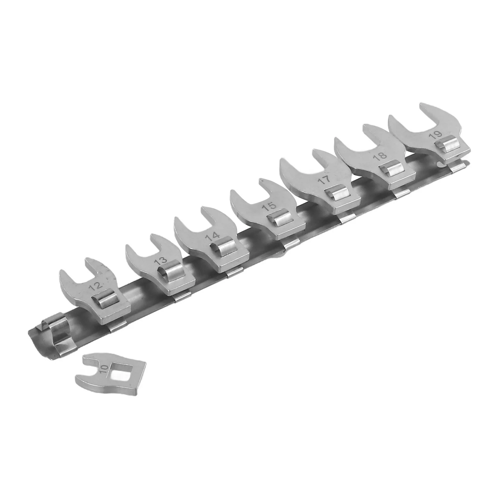 8Pcs 3/8 Inch Drive Crowfoot Wrench Set 10-12-13-14-15-17-18-19mm Metric Chrome Plated Crow Foot Metric Keys Set Multitool