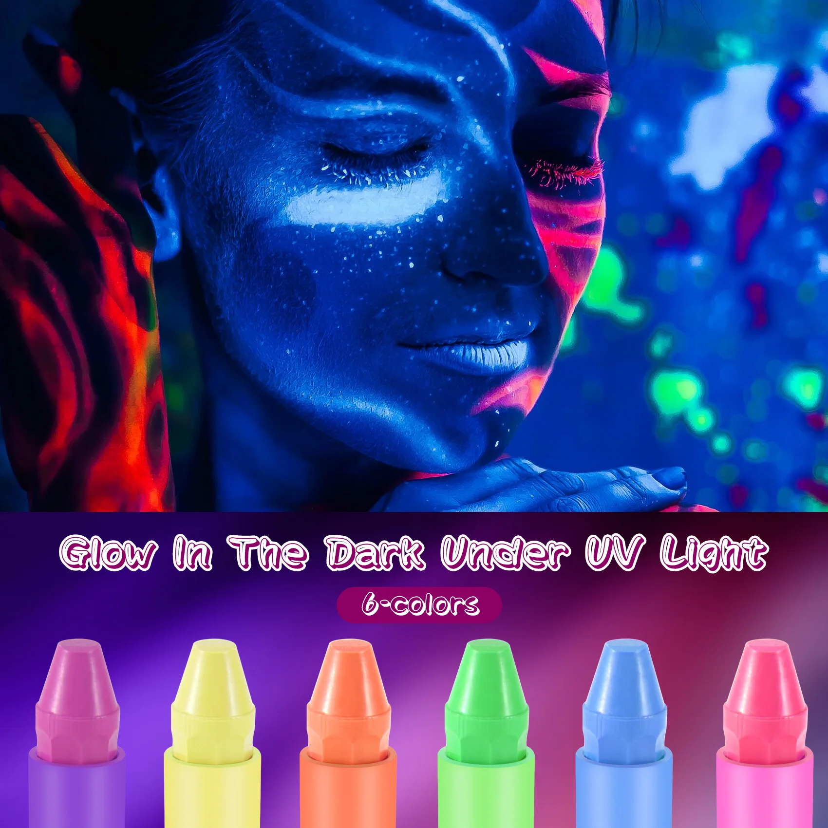 

CS-Glow In The Dark Face Body Paint Glow Sticks Markers Makeup Face Painting Kits, For Halloween And Parties
