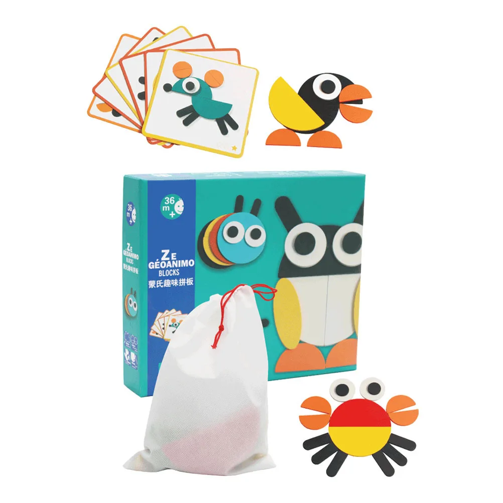 1 セット木製パターンブロックタングラムパズル子供のための幾何学ソートゲーム就学前学習教育形状認識