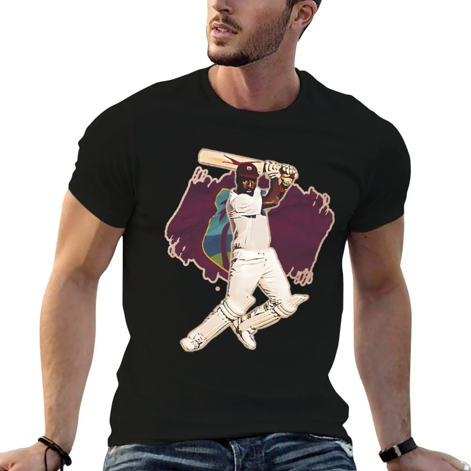 

Viv Richards-West Indies Cricket Player-Batsman-Retro T-Shirt man t shirt cotton high quality man t shirts for men T-Shirt