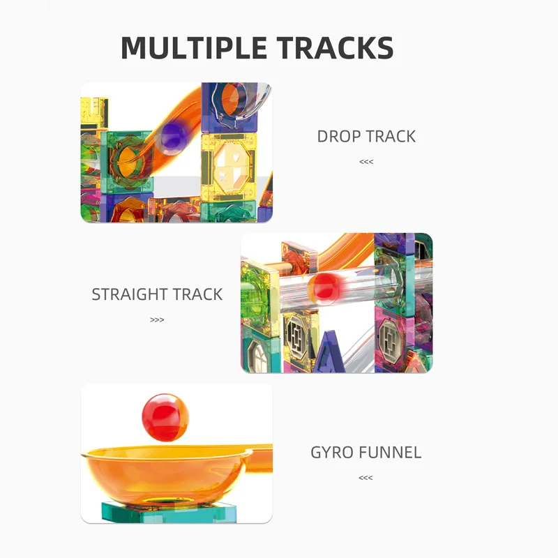 94 قطعة كرات شلال المسار المغناطيسي اللبنات مجموعة DIY بها بنفسك اللون واضح الأنابيب الجمعية خط أنابيب الطوب لعب التعليم هدايا الاطفال