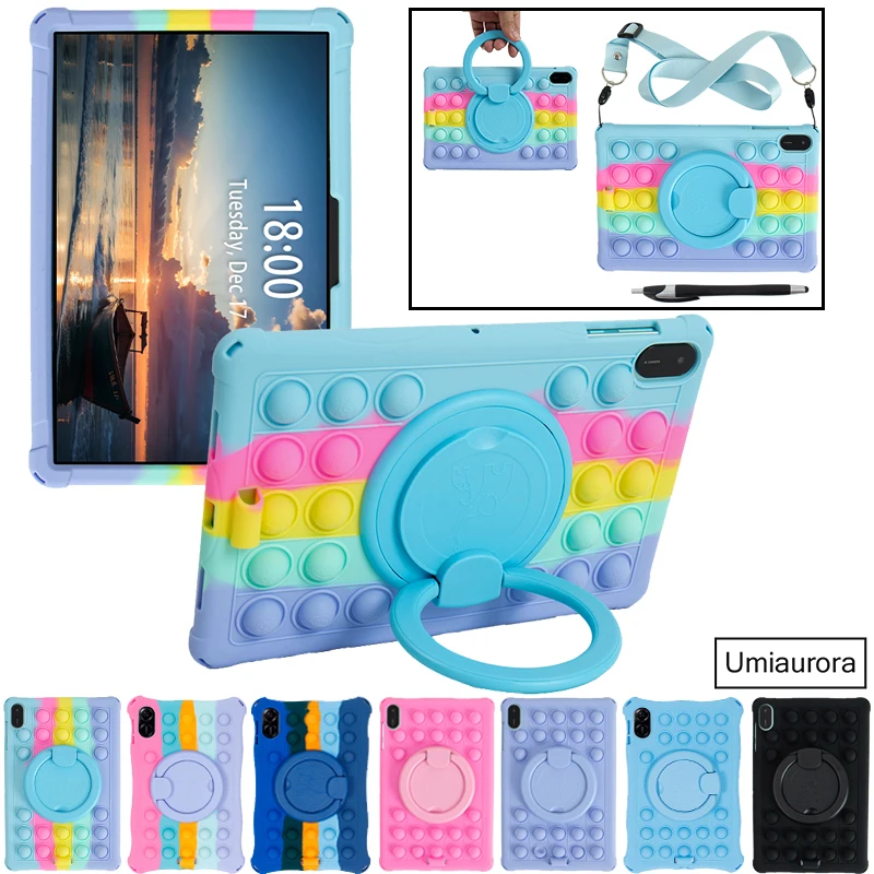 

For Huawei MatePad SE 10.4 Honor Pad 8 X8a 11 inch NDL-W09 X9 11.5 Kids Soft Silicon Bubble Tablet Cover Handle Stand Case Funda