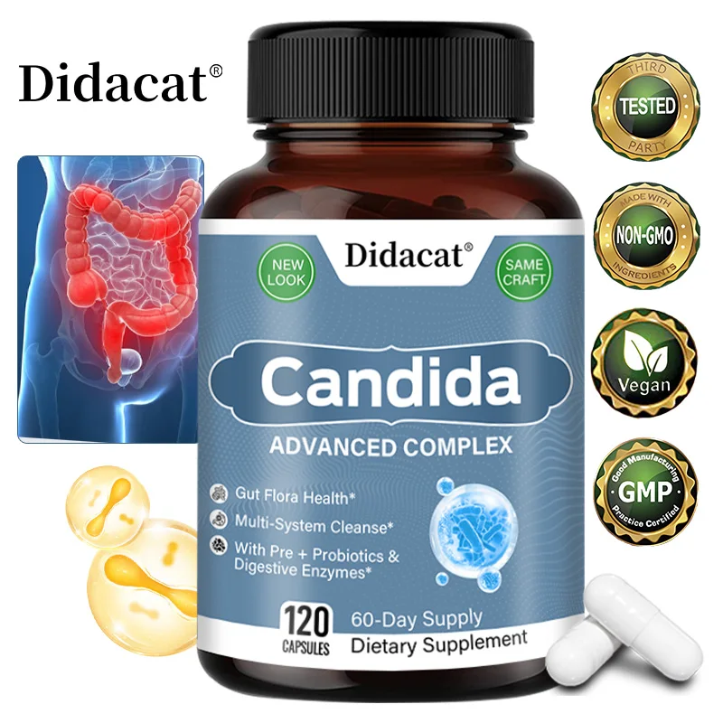 

Candida Complex Capsules with Digestive Enzymes - Contains Probiotics and Oregano Extract To Balance The Gut and Aid Digestion