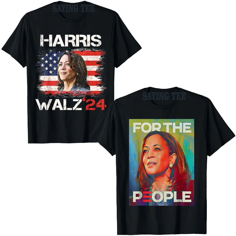 

Kamala Harris Tim Walz Waltz Portrait T-Shirt Harris for People 2024 Election President Campaign Tee Short Sleeve Novelty Outfit