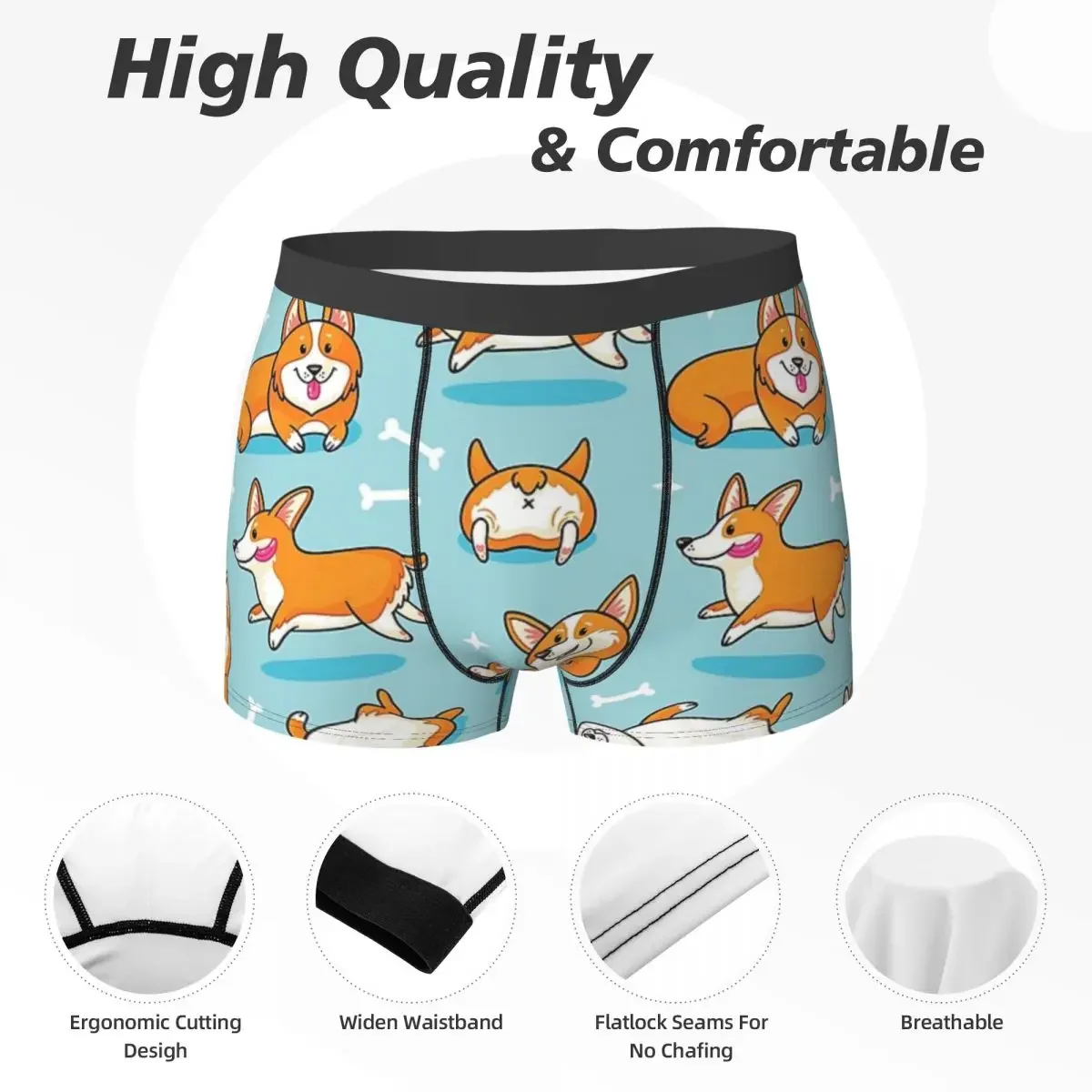 Boxer Onderbroek Shorts Corgi Slipje Mannen Ventileren Ondergoed Voor Homme Man Boyfriend Geschenken